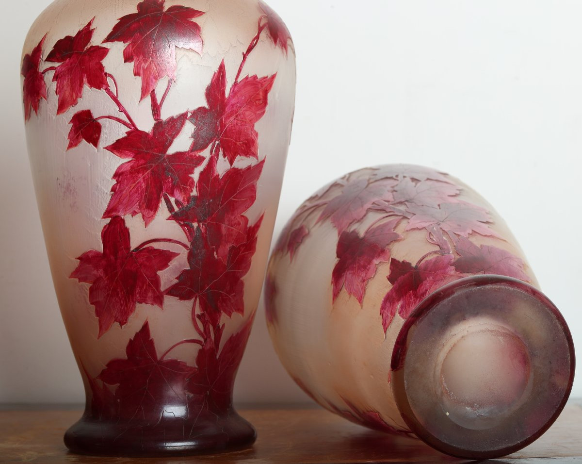 Paire de Vases 1910 Rubis 44 Cm Par François-Théodore Legras (1839-1916) - Art Nouveau era Daum-photo-7