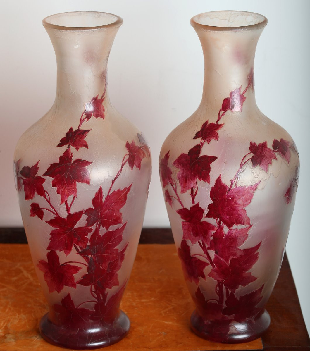 Paire de Vases 1910 Rubis 44 Cm Par François-Théodore Legras (1839-1916) - Art Nouveau era Daum-photo-8