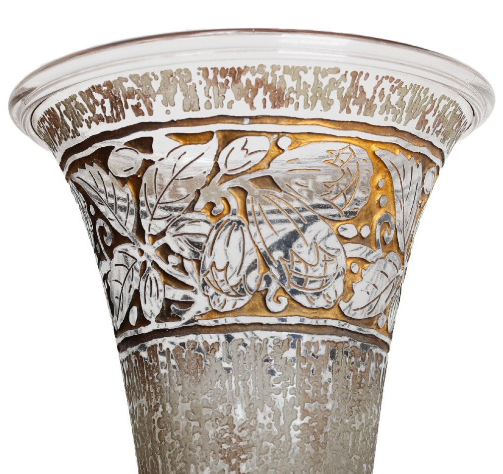 Rare Daum Nancy Vase Engraved By Gallé, Schneider, Muller, Lalique, Art Deco 1923-1925-photo-3