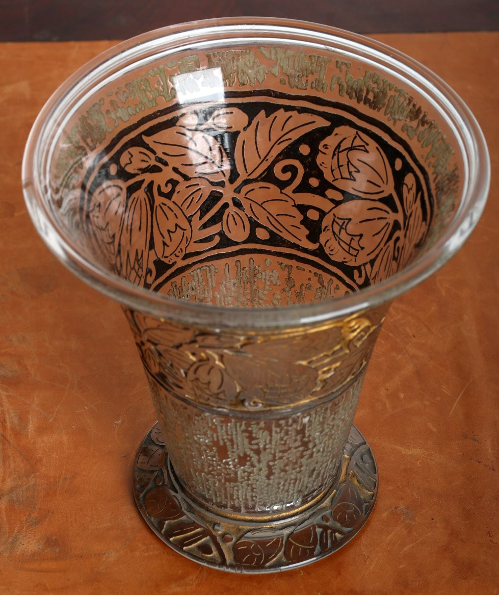 Rare Daum Nancy Vase Engraved By Gallé, Schneider, Muller, Lalique, Art Deco 1923-1925-photo-3