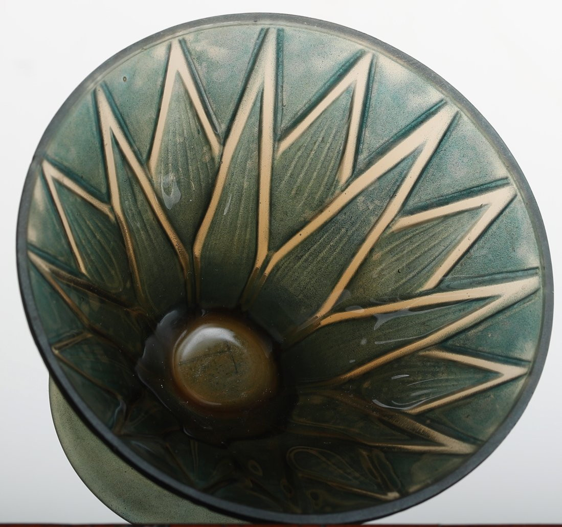 Coupe feuilles stylisées par Pierre d'Avesn Art Deco 1930 - Daum, Muller, Lalique -photo-3