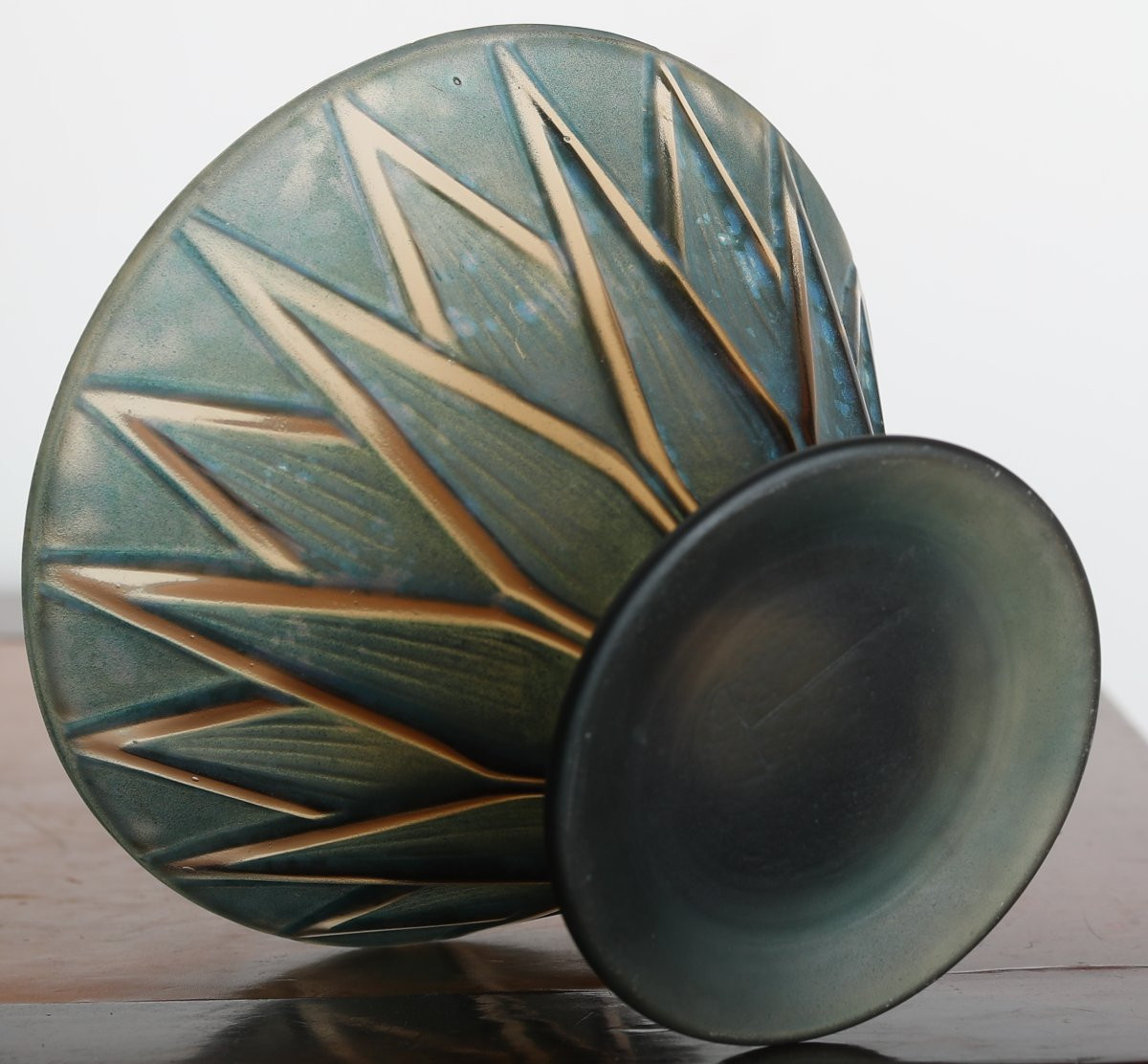 Coupe feuilles stylisées par Pierre d'Avesn Art Deco 1930 - Daum, Muller, Lalique -photo-5