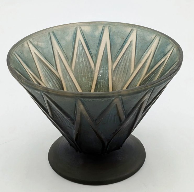 Coupe feuilles stylisées par Pierre d'Avesn Art Deco 1930 - Daum, Muller, Lalique -photo-8