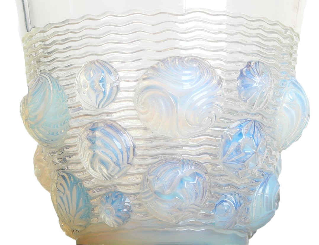 Vase Aux Coquillages opalescent Par Verlys Art Deco 1930 Era Daum, Gallé, d'Argental, Schneider-photo-3