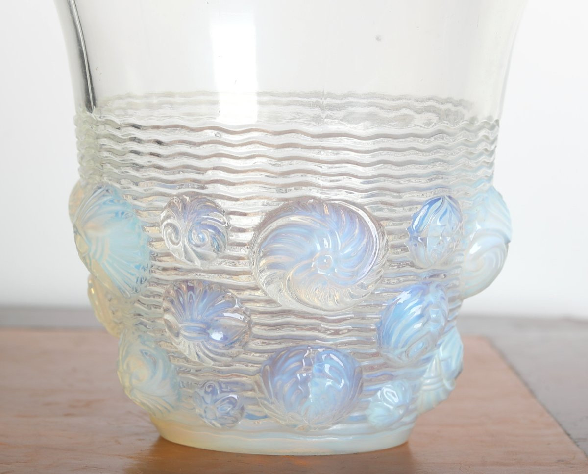 Vase Aux Coquillages opalescent Par Verlys Art Deco 1930 Era Daum, Gallé, d'Argental, Schneider-photo-1