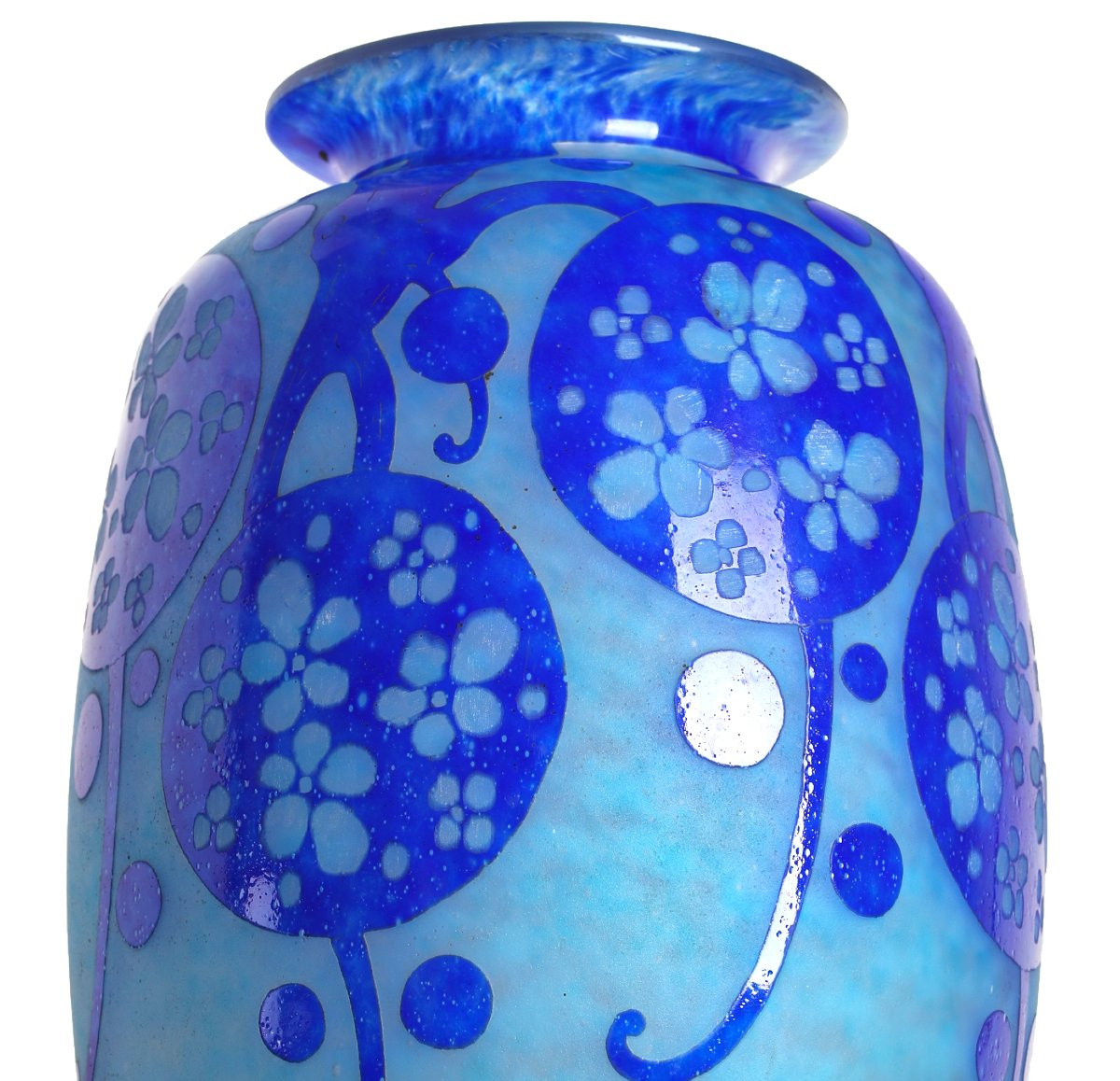 Grand Vase Azurette Charles Schneider Le Verre Français - Art Deco Circa 1923    -photo-2