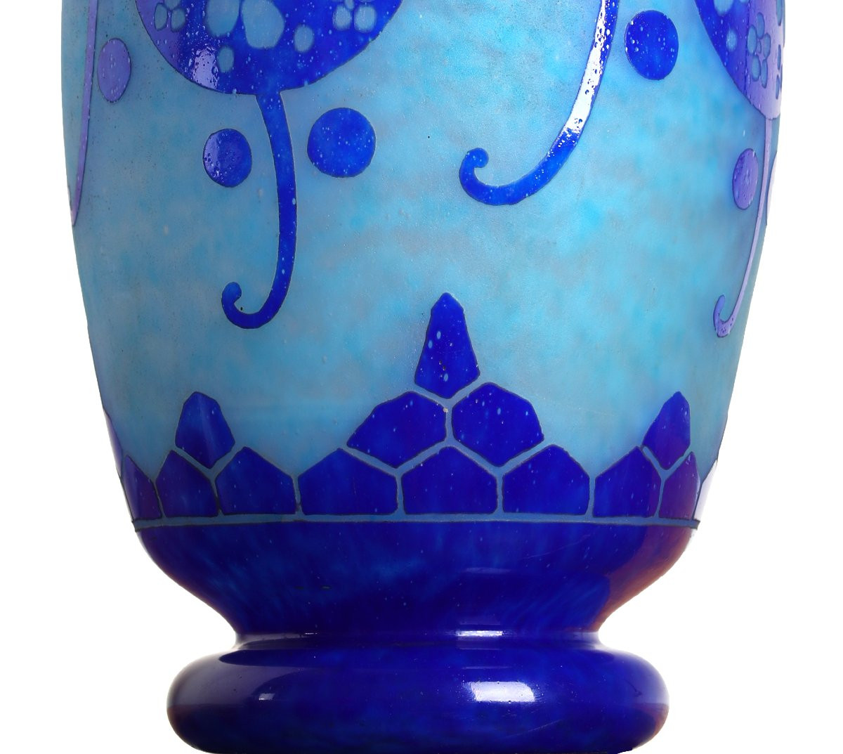 Grand Vase Azurette Charles Schneider Le Verre Français - Art Deco Circa 1923    -photo-3