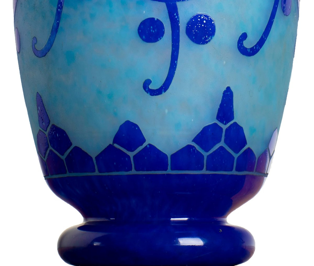 Grand Vase Azurette Charles Schneider Le Verre Français - Art Deco Circa 1923    -photo-1