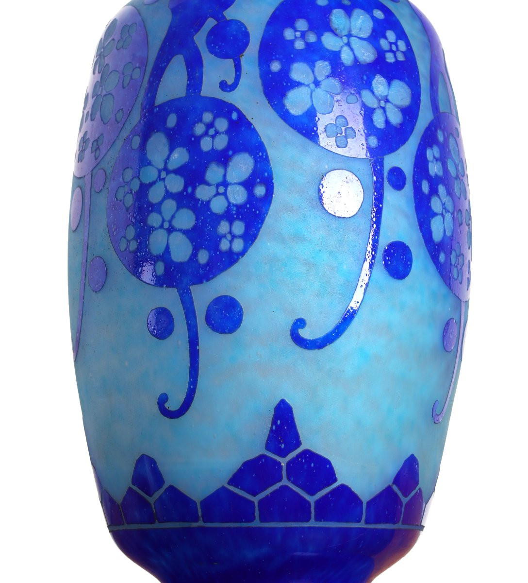 Grand Vase Azurette Charles Schneider Le Verre Français - Art Deco Circa 1923    -photo-2