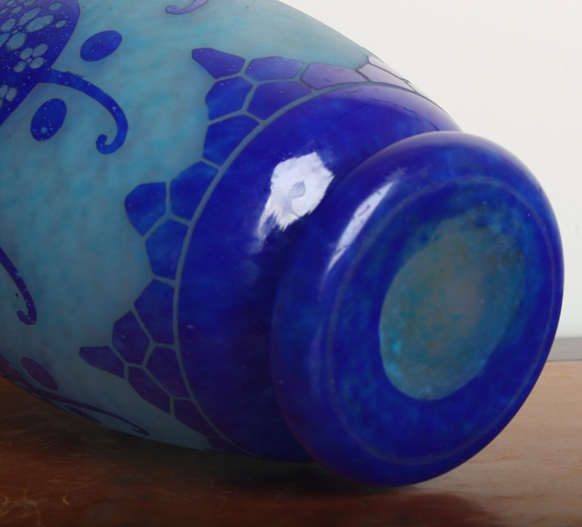 Grand Vase Azurette Charles Schneider Le Verre Français - Art Deco Circa 1923    -photo-5