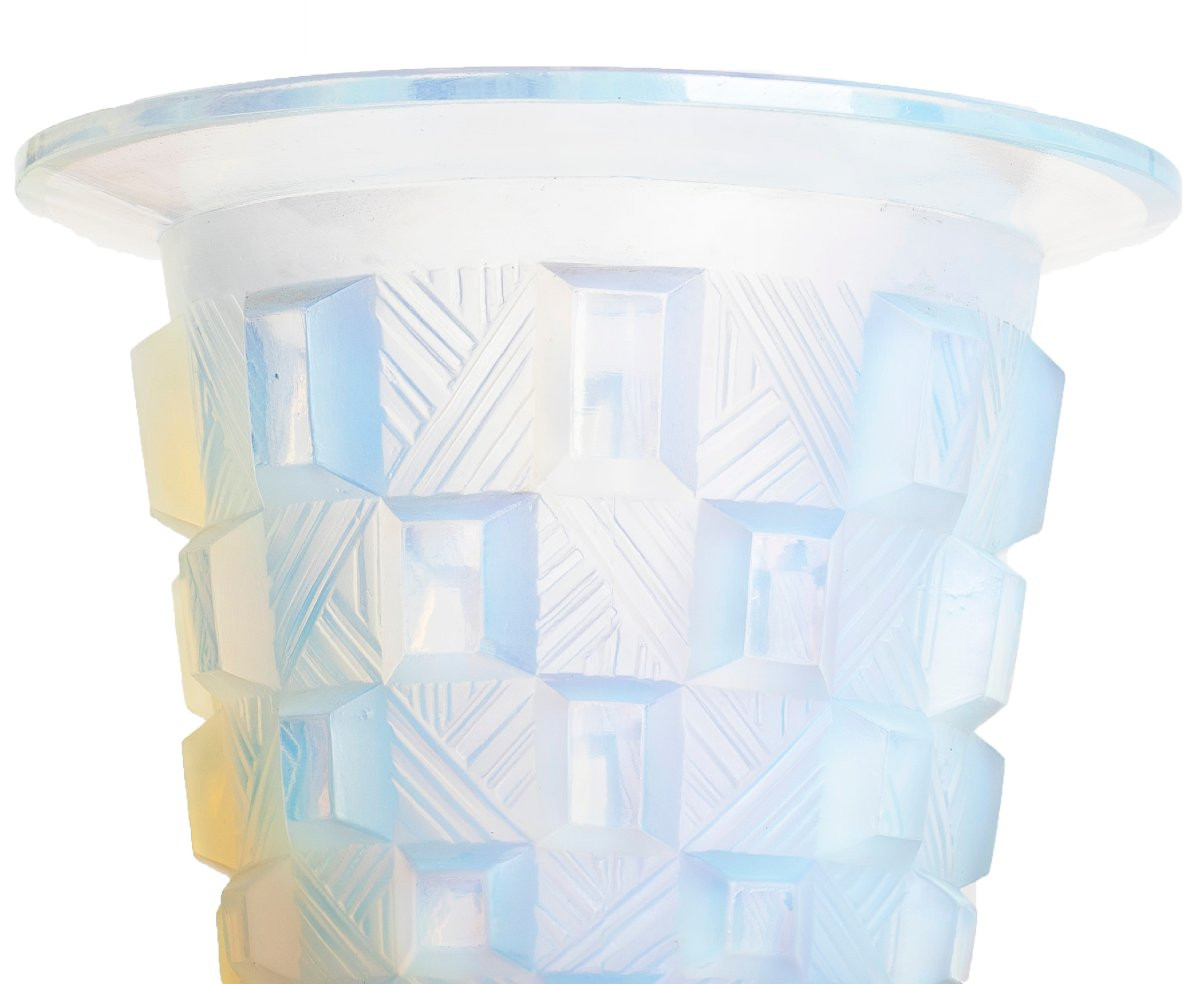 Vase rond aux damiers par Sabino 1878-1961 Art Deco 1930 Era Daum, Lalique, d'Avesn, Muller-photo-2