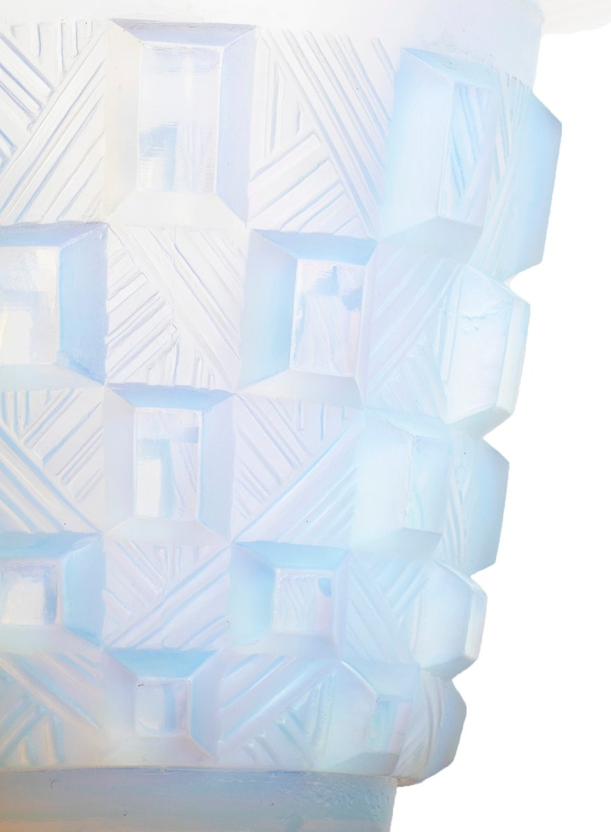 Vase rond aux damiers par Sabino 1878-1961 Art Deco 1930 Era Daum, Lalique, d'Avesn, Muller-photo-3