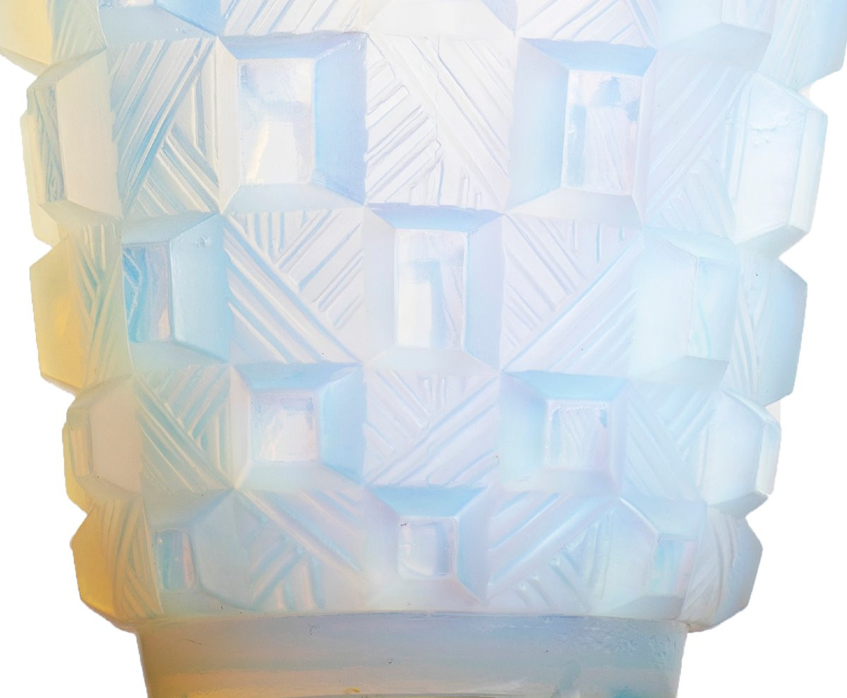 Vase rond aux damiers par Sabino 1878-1961 Art Deco 1930 Era Daum, Lalique, d'Avesn, Muller-photo-2