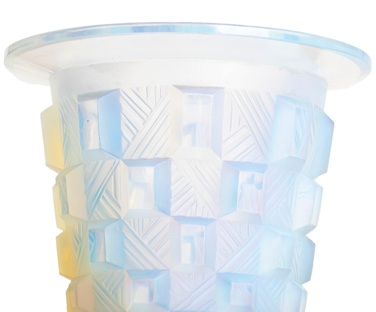 Vase rond aux damiers par Sabino 1878-1961 Art Deco 1930 Era Daum, Lalique, d'Avesn, Muller-photo-3