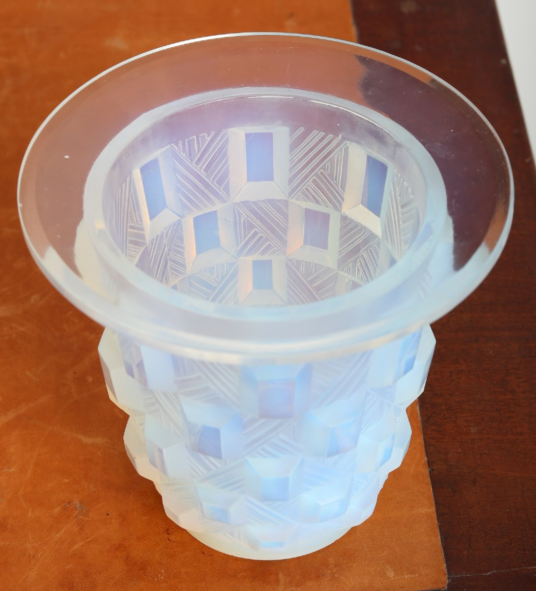 Vase rond aux damiers par Sabino 1878-1961 Art Deco 1930 Era Daum, Lalique, d'Avesn, Muller-photo-5