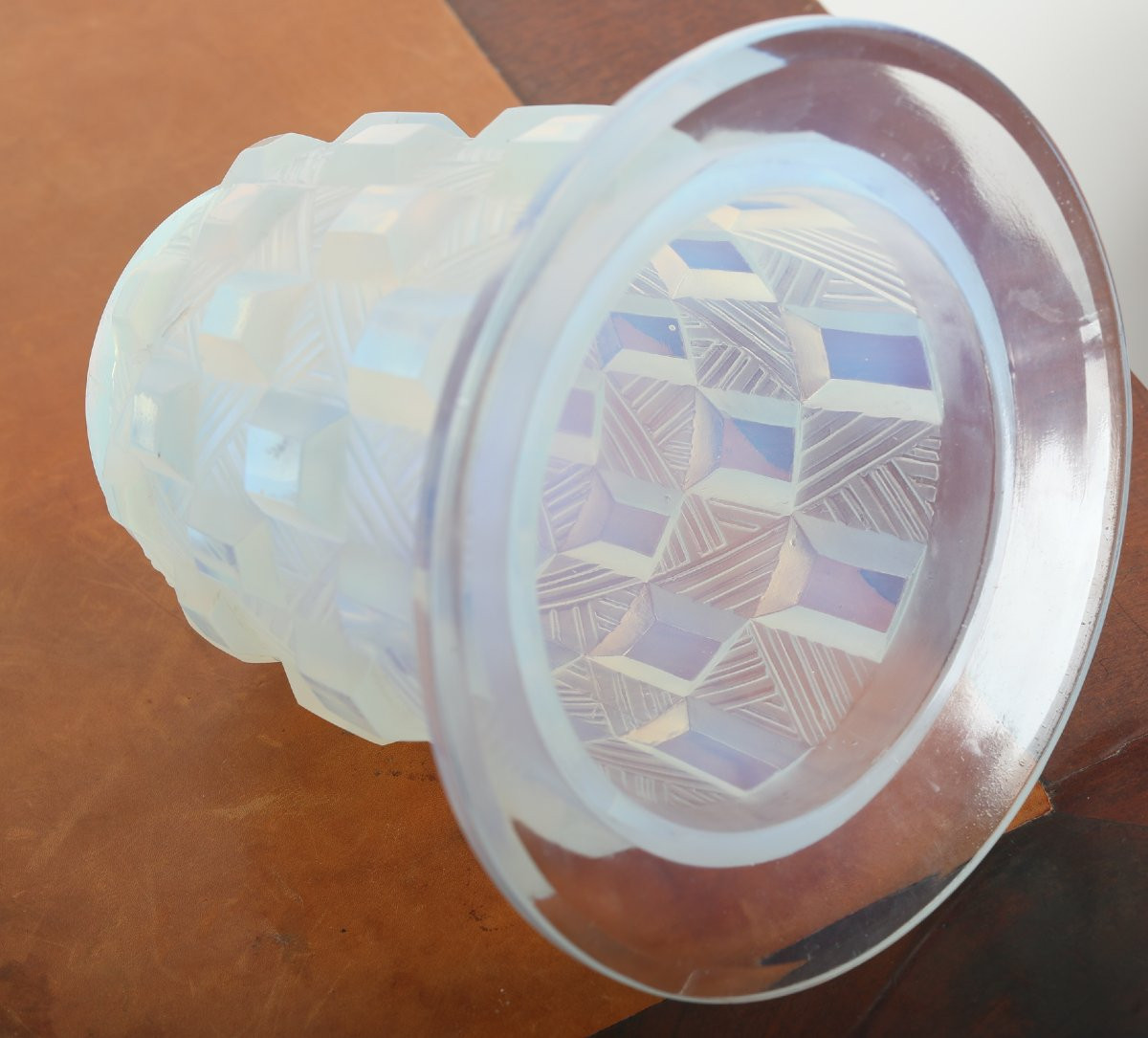 Vase rond aux damiers par Sabino 1878-1961 Art Deco 1930 Era Daum, Lalique, d'Avesn, Muller-photo-6
