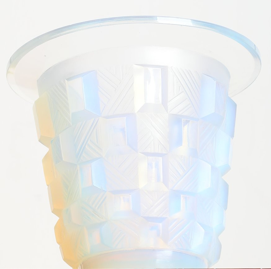 Vase rond aux damiers par Sabino 1878-1961 Art Deco 1930 Era Daum, Lalique, d'Avesn, Muller-photo-8