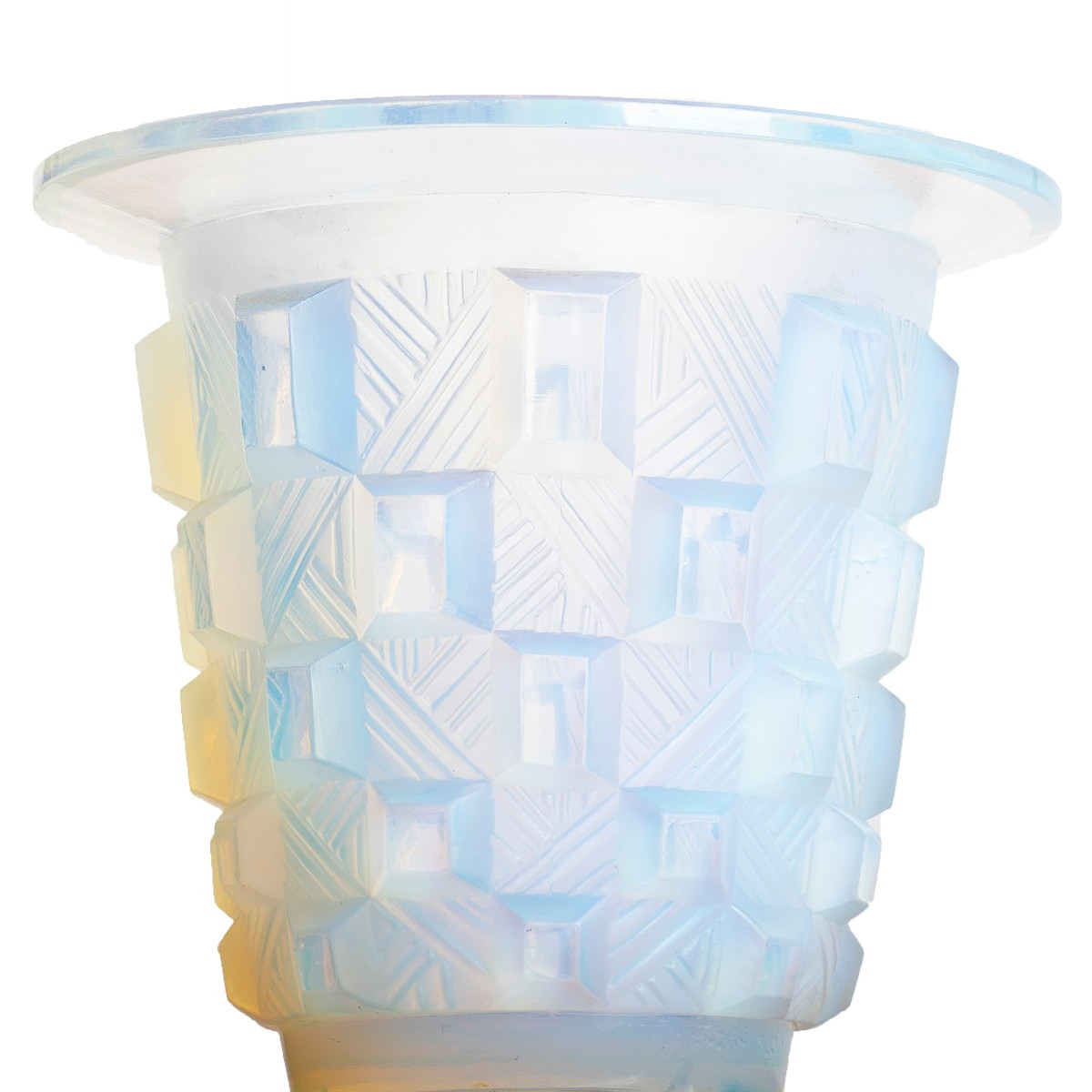 Vase rond aux damiers par Sabino 1878-1961 Art Deco 1930 Era Daum, Lalique, d'Avesn, Muller