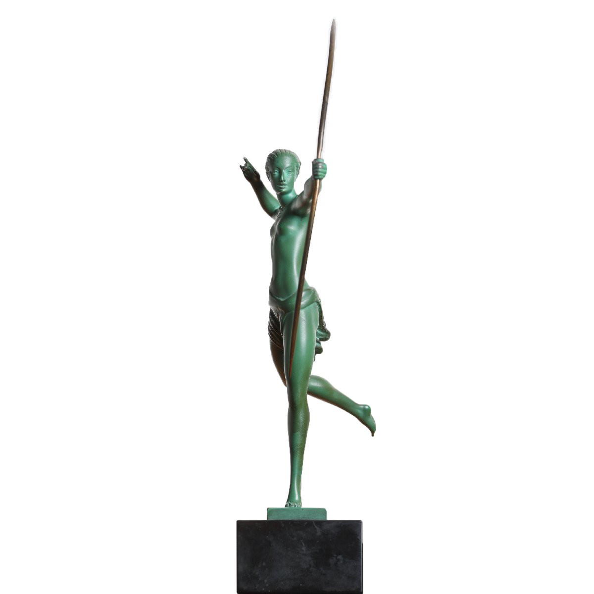 Atalante Sculpture 12,6" By Demarco, Diana Huntress By Max Le Verrier - 1928 Art Deco -photo-2