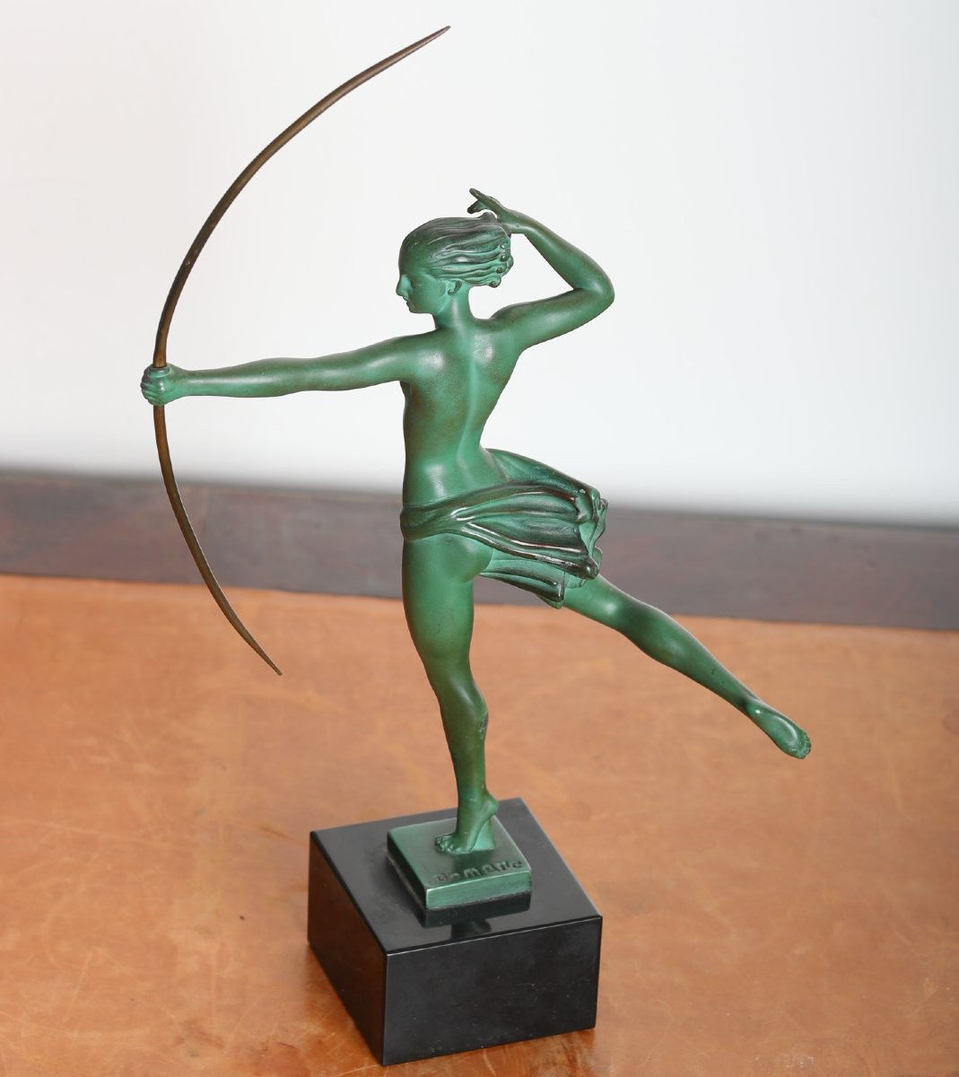 Atalante Sculpture 12,6" By Demarco, Diana Huntress By Max Le Verrier - 1928 Art Deco -photo-7