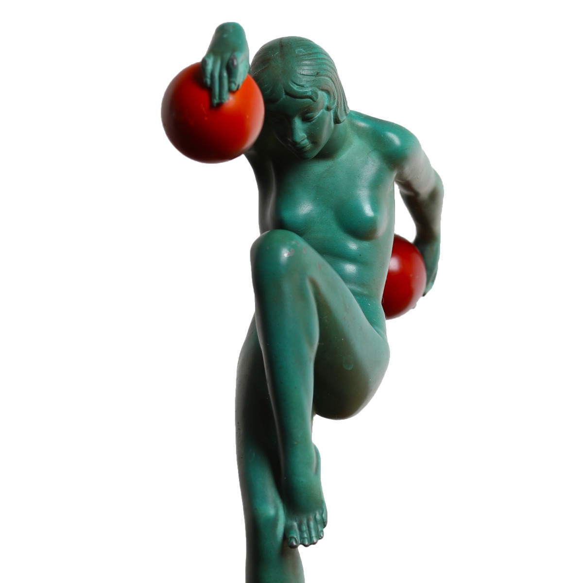 Sculpture Danseuse Aux Boules By Marcel Bouraine Denis Max Le Verrier Art Deco 1920-photo-2