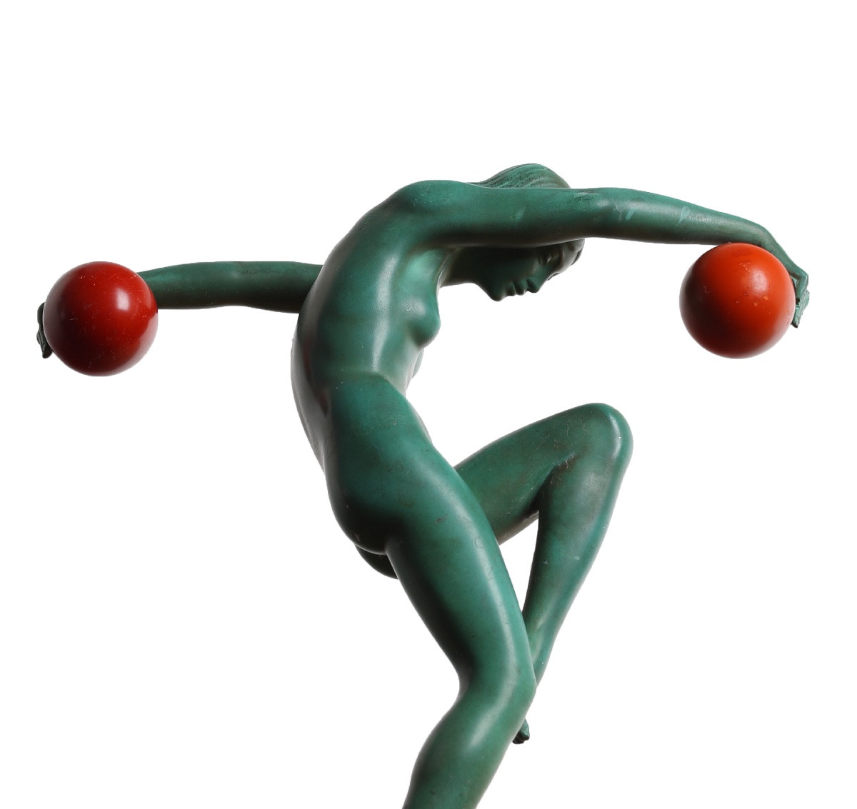 Sculpture Danseuse Aux Boules By Marcel Bouraine Denis Max Le Verrier Art Deco 1920-photo-3
