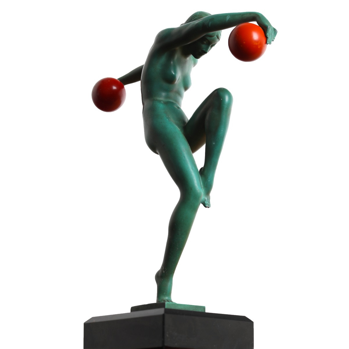 Sculpture Danseuse Aux Boules By Marcel Bouraine Denis Max Le Verrier Art Deco 1920-photo-7