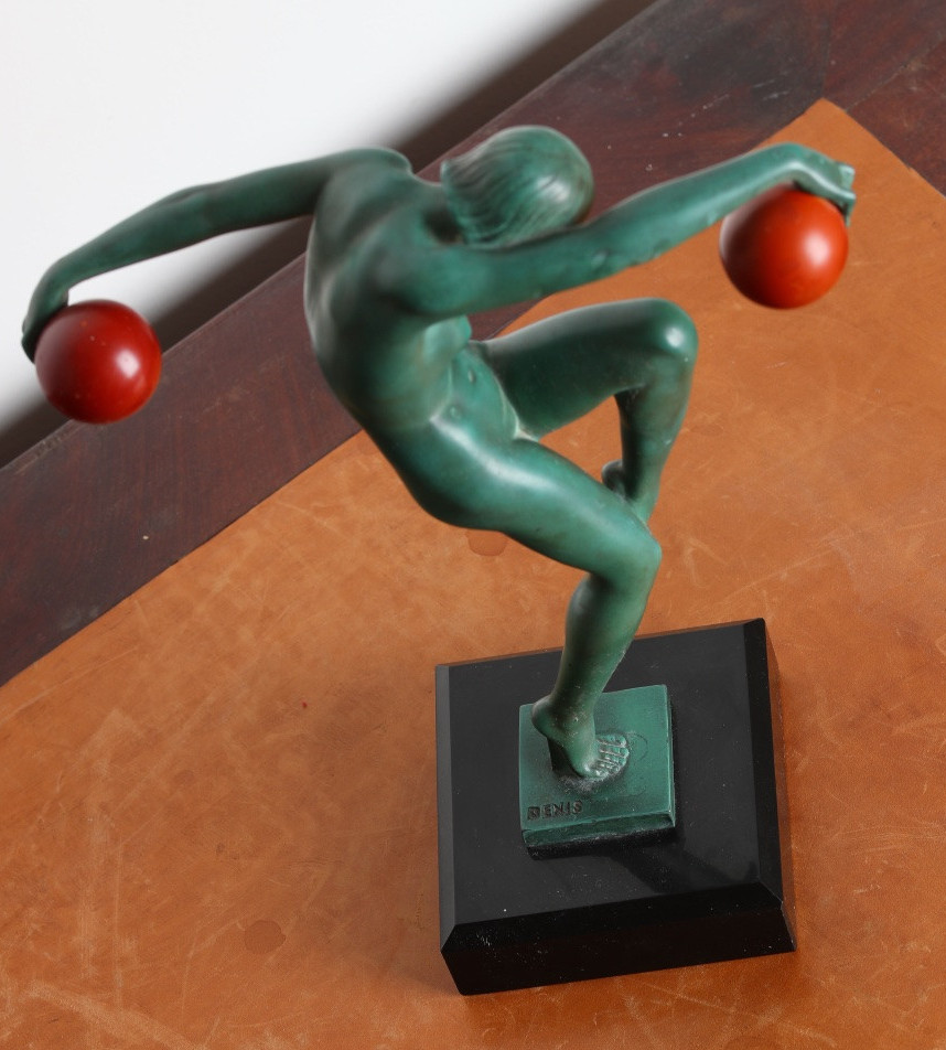 Sculpture Danseuse Aux Boules By Marcel Bouraine Denis Max Le Verrier Art Deco 1920-photo-5