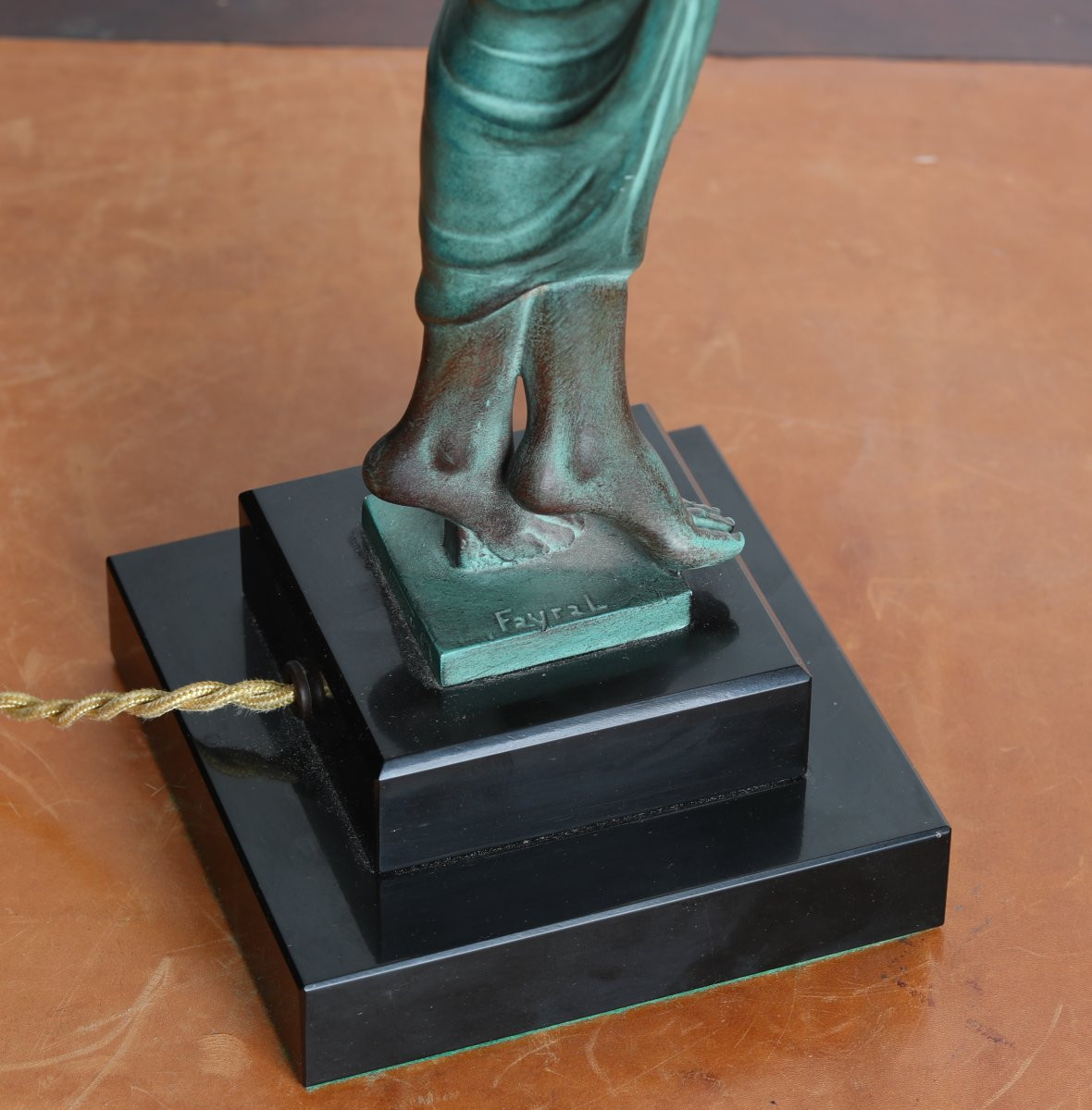 "odalisque" Sculpture Lamp 18,5" Fayral Pierre Le Faguays, Published Le Verrier Art Deco 1930-photo-3
