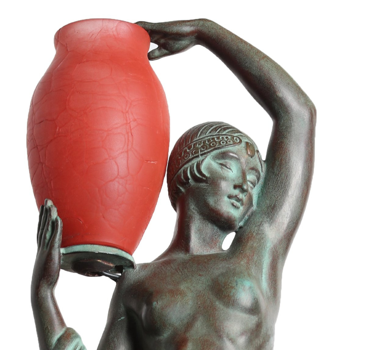 "odalisque" Sculpture Lamp 18,5" Fayral Pierre Le Faguays, Published Le Verrier Art Deco 1930-photo-3