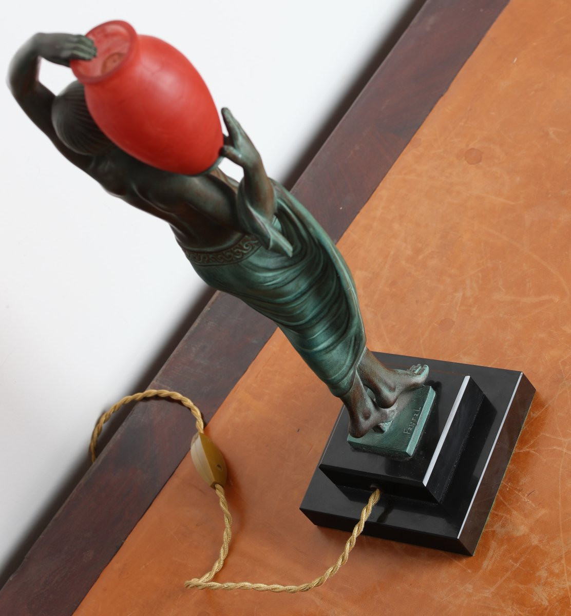 "odalisque" Sculpture Lamp 18,5" Fayral Pierre Le Faguays, Published Le Verrier Art Deco 1930-photo-7