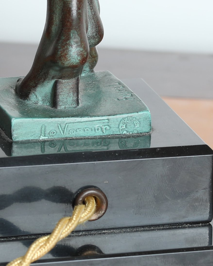 "odalisque" Sculpture Lamp 18,5" Fayral Pierre Le Faguays, Published Le Verrier Art Deco 1930-photo-8
