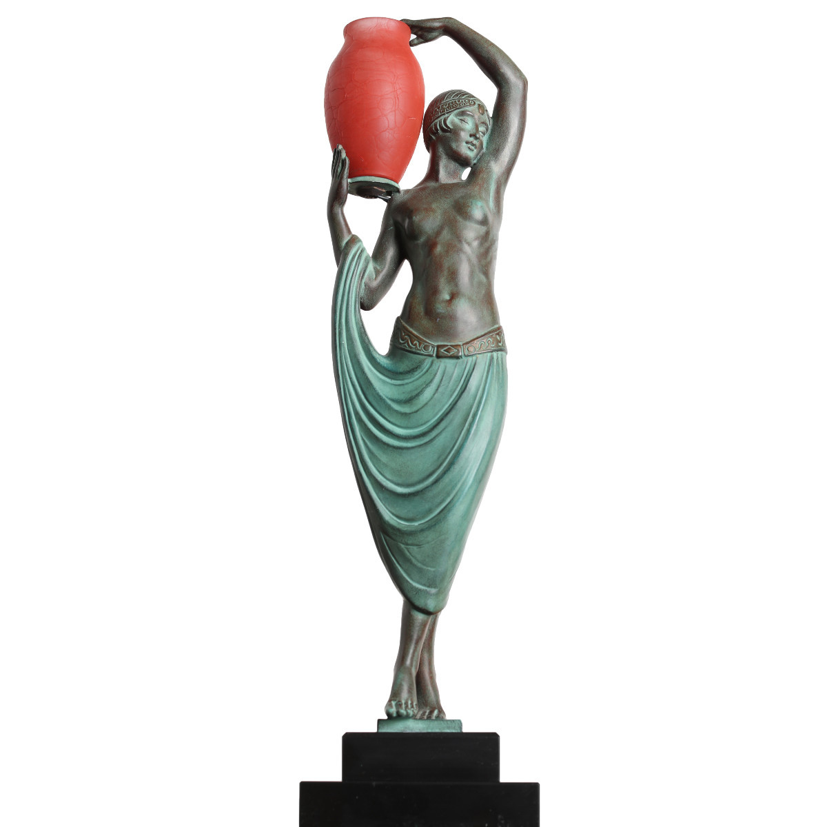 "odalisque" Sculpture Lamp 18,5" Fayral Pierre Le Faguays, Published Le Verrier Art Deco 1930