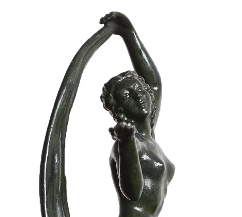 Sculpture danseuse au voile en régule Art Deco 1930 era Le Verrier, Fayral-photo-1