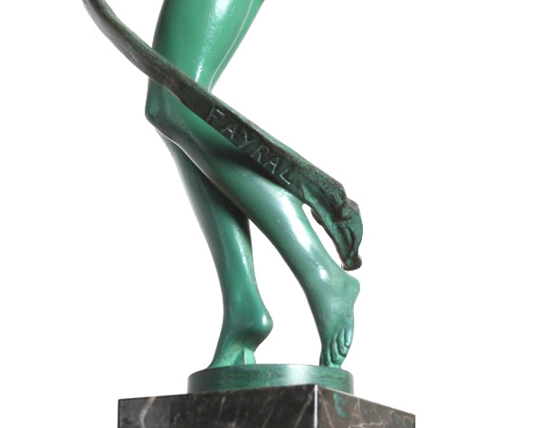"tourbillon" Dancer Sculpture Signed Fayral, Max Le Verrier Le Faguays 12,6" - Art Deco, 1923 -photo-3