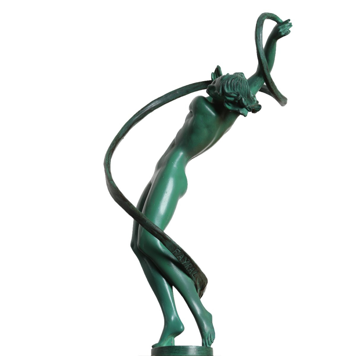 "tourbillon" Dancer Sculpture Signed Fayral, Max Le Verrier Le Faguays 12,6" - Art Deco, 1923 -photo-1
