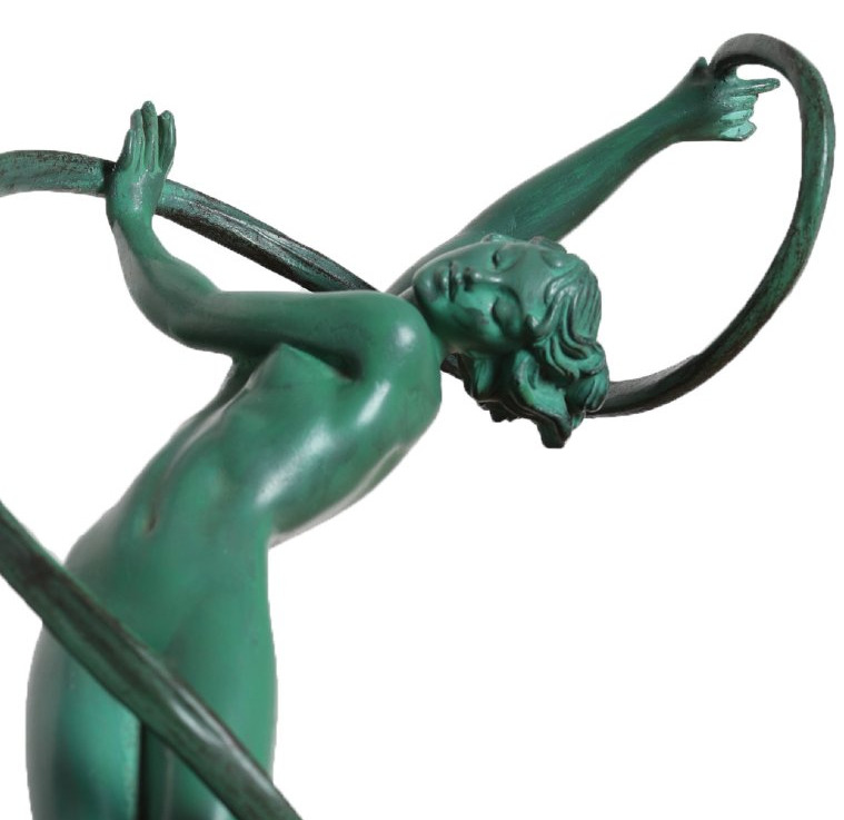 "tourbillon" Dancer Sculpture Signed Fayral, Max Le Verrier Le Faguays 12,6" - Art Deco, 1923 -photo-2