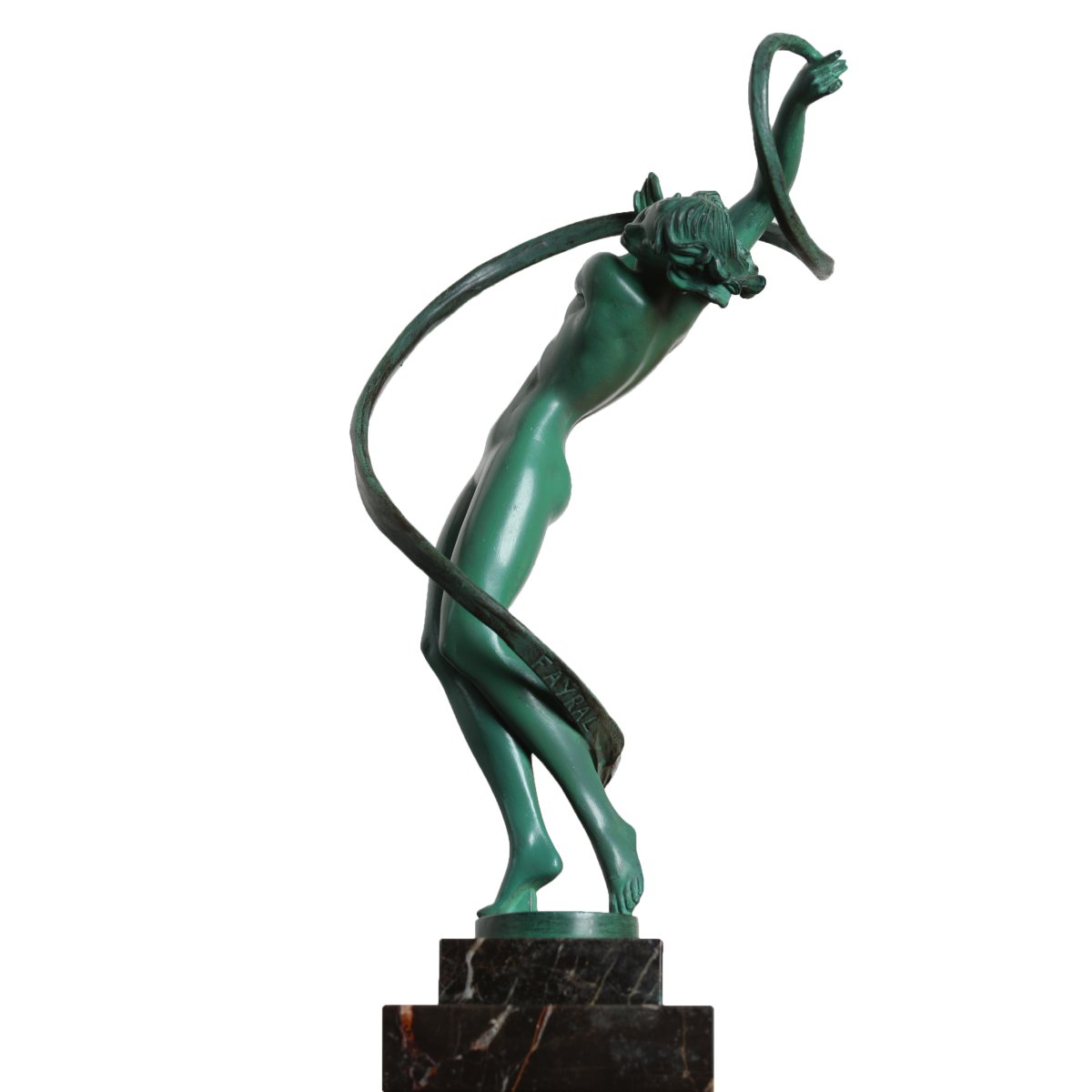 "tourbillon" Dancer Sculpture Signed Fayral, Max Le Verrier Le Faguays 12,6" - Art Deco, 1923 -photo-5