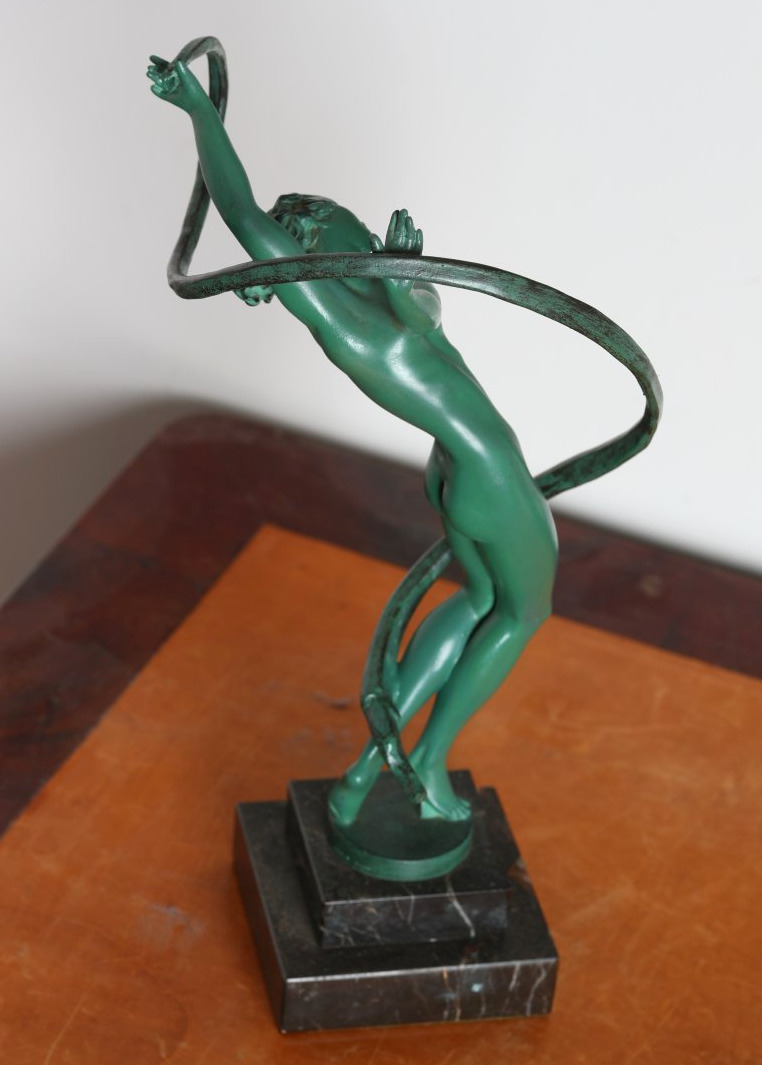 "tourbillon" Dancer Sculpture Signed Fayral, Max Le Verrier Le Faguays 12,6" - Art Deco, 1923 -photo-6