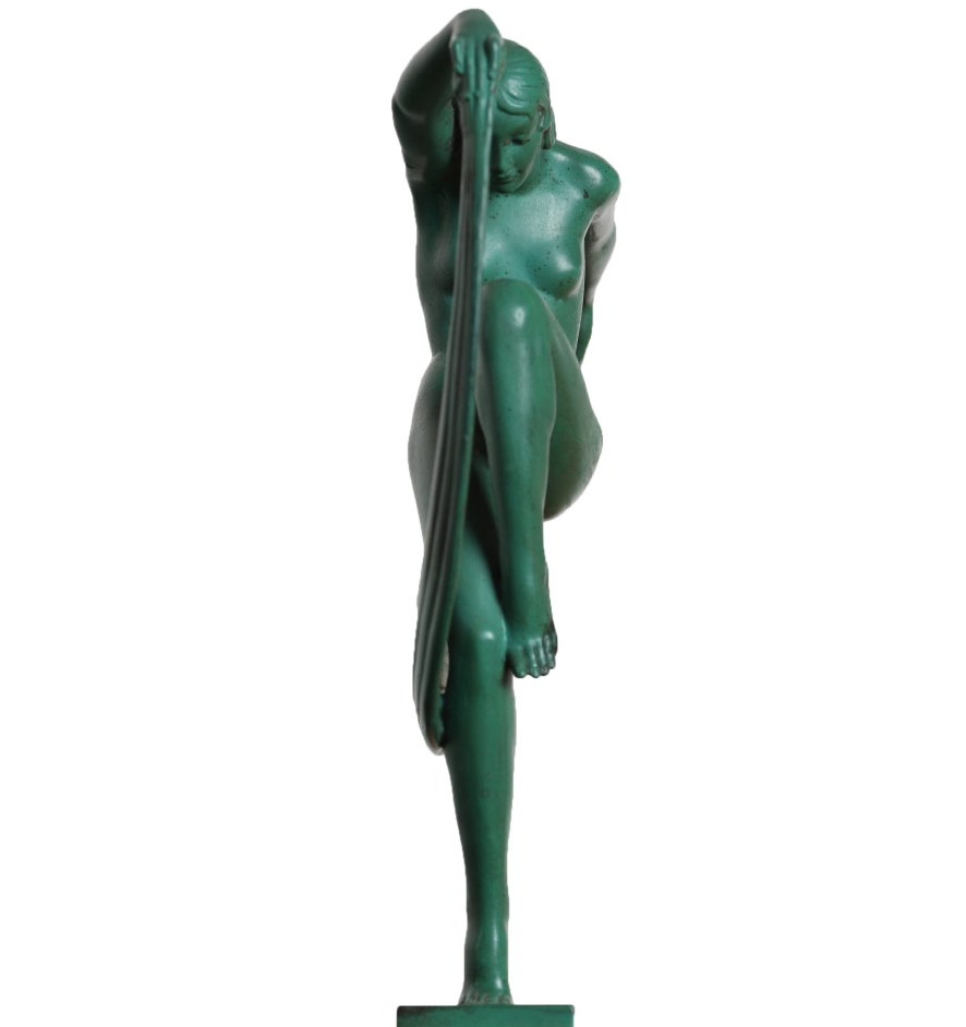 "folies" Veiled Dancer Sculpture, Signed By Denis, Max Le Verrier, And Bouraine—art Deco, 1920-photo-2