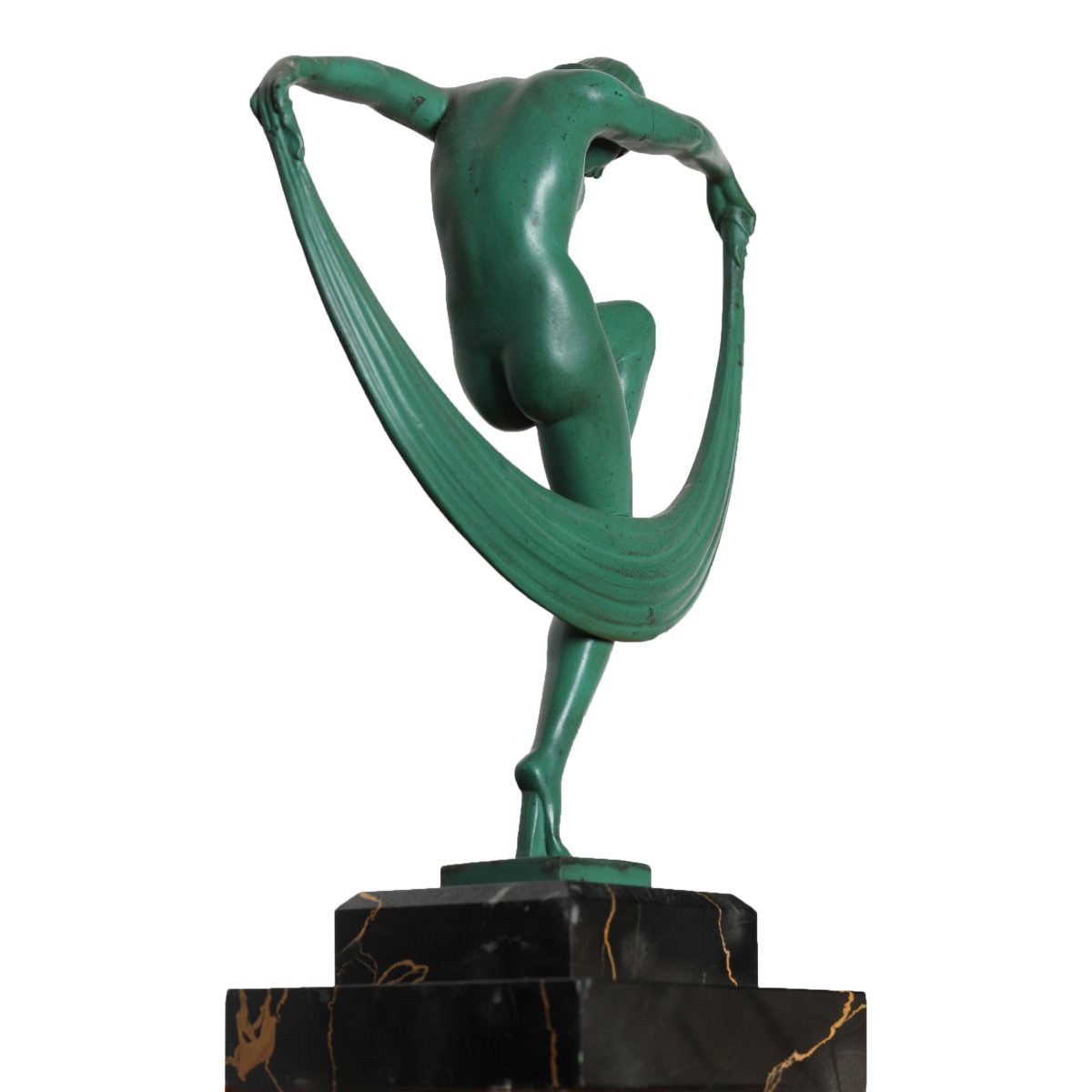 "folies" Veiled Dancer Sculpture, Signed By Denis, Max Le Verrier, And Bouraine—art Deco, 1920-photo-6