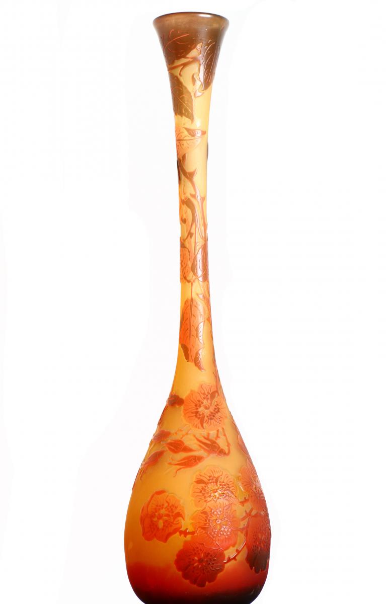 Tall Vase Signed d'Argental Art Nouveau