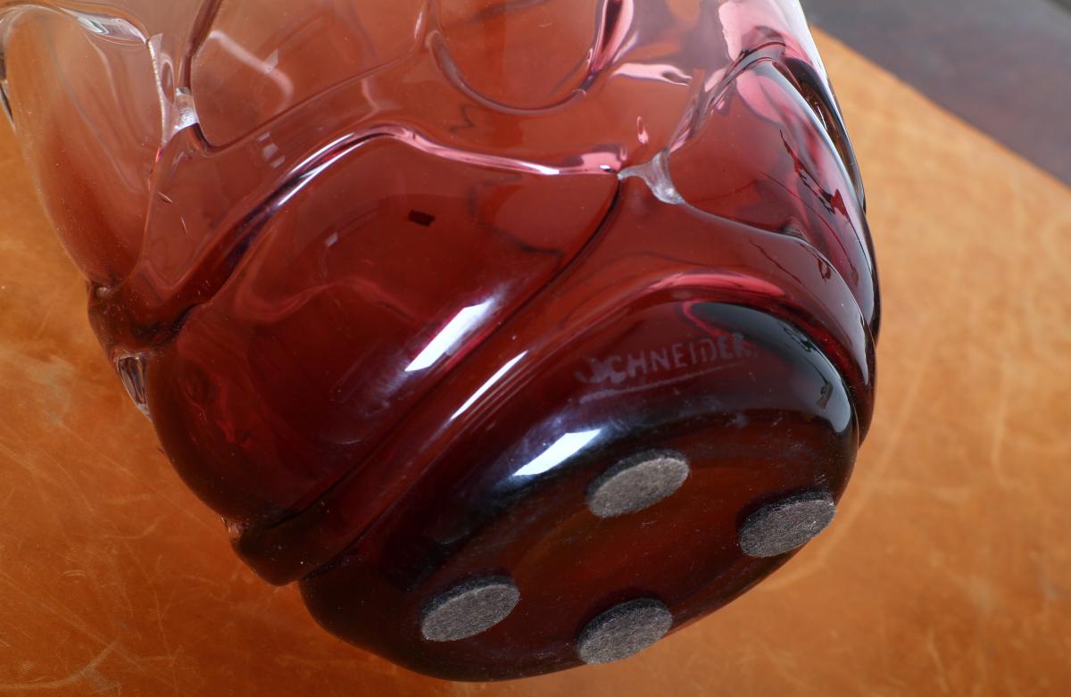 Vase Charles Schneider Cordée Le Verre Français Art Deco-photo-3