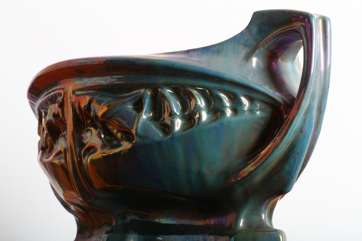 Jardinière Les Sauterelles Jules Cayette (1882-1953) Manufacture De Rambervillers - Art Nouveau-photo-2