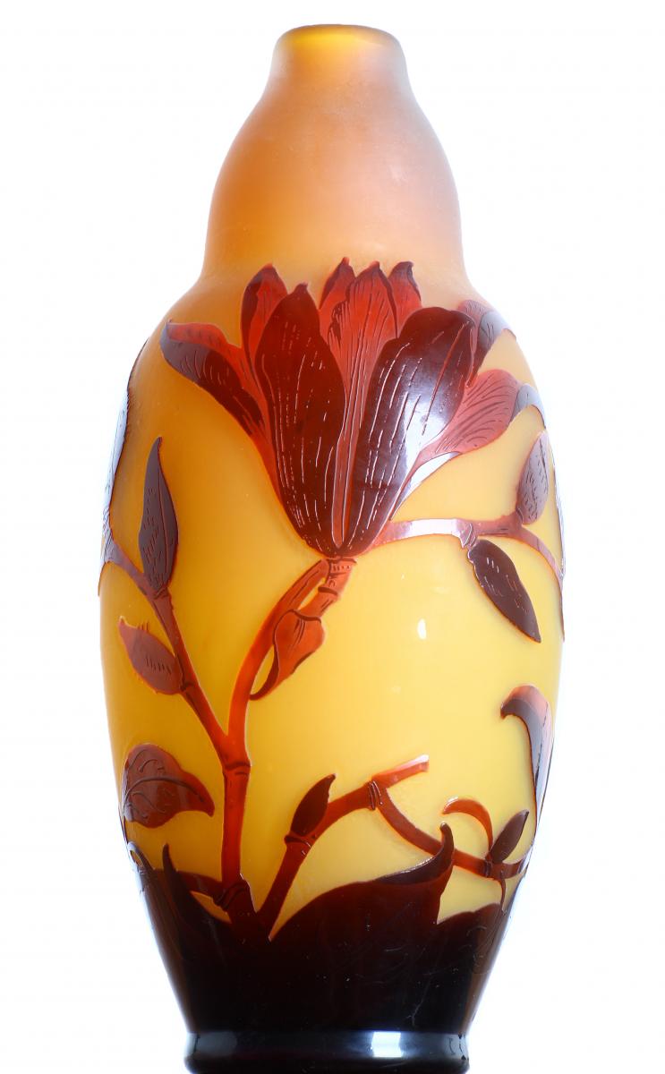Vase Aux Magnolias Signé d'Argental 1900 Art Nouveau-photo-3