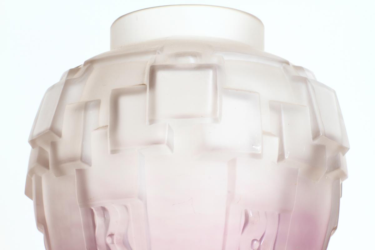Vase Charles Schneider Moderniste Cubiste Le Verre Français Art Deco-photo-2