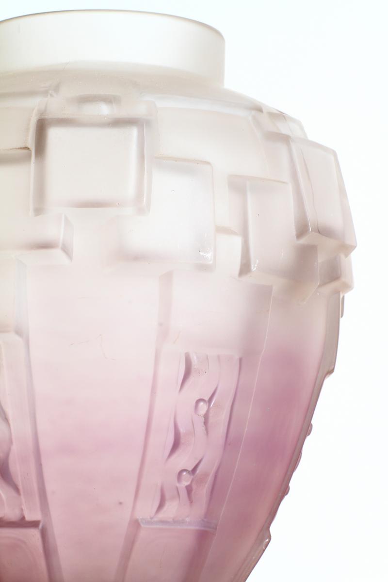 Vase Charles Schneider Moderniste Cubiste Le Verre Français Art Deco-photo-3