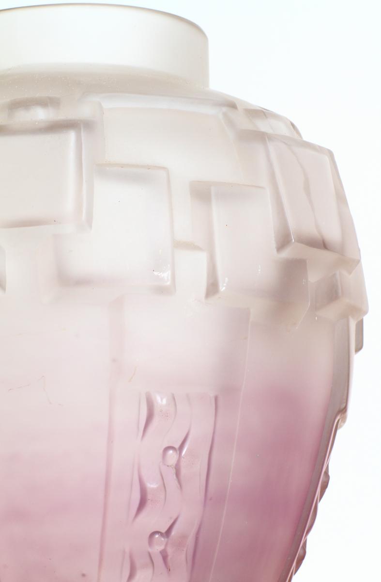 Vase Charles Schneider Moderniste Cubiste Le Verre Français Art Deco-photo-2