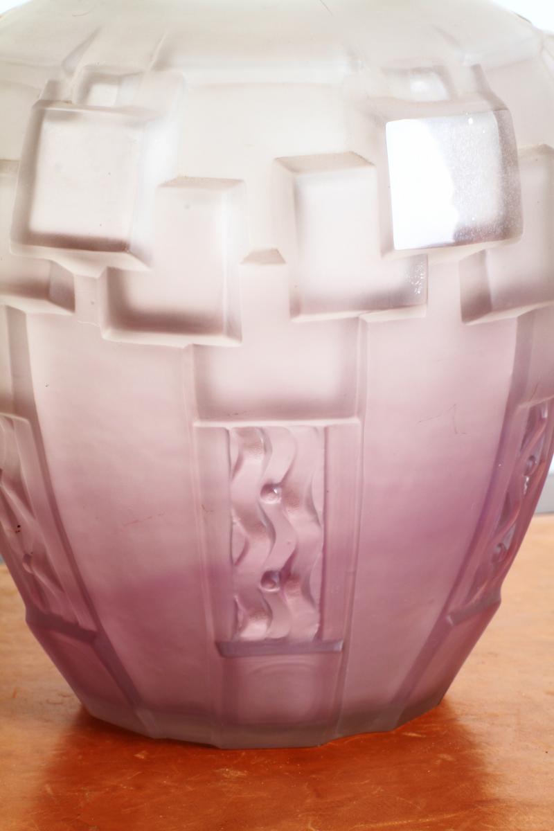Vase Charles Schneider Moderniste Cubiste Le Verre Français Art Deco-photo-4