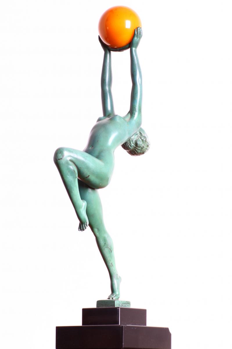 Sculpture modèle Jeu Signée Le Verrier Art Deco 1930-photo-3